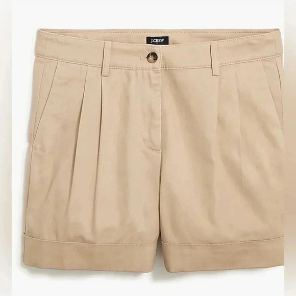J Crew Shorts Pleated Khaki Chino 4” Inseam NWT Womens Size 10 Cotton - Picture 4 of 11